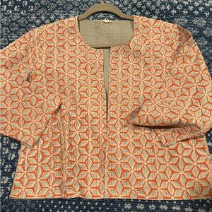 Geometric Patterned Orange and Cream Jacket